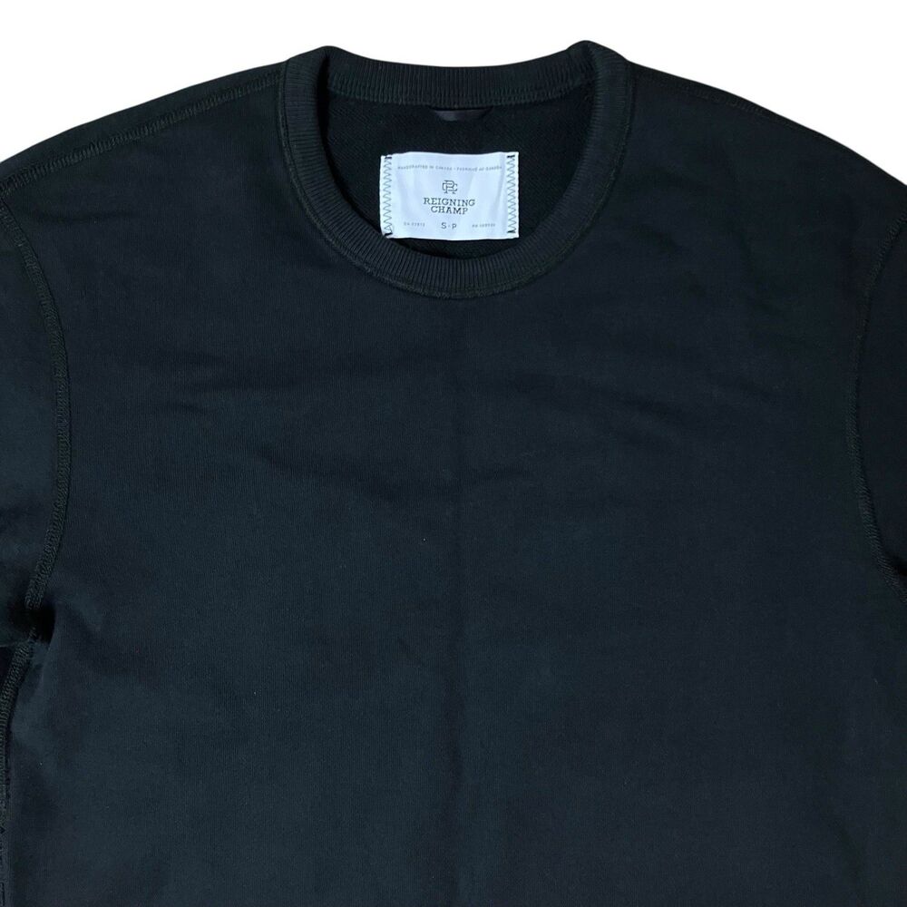 Reigning Champ Mens S Black‎ Cotton Crewneck Sweatshirt Logo Athletic Streetwear - Picture 3 of 12